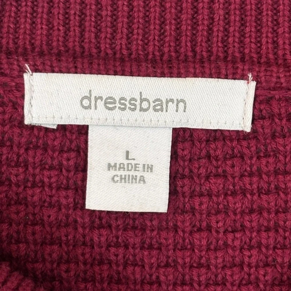 Dress Barn Womens Double Breasted 100% Cotton‎ Maroon Cardigan SZ L Chunky Knit